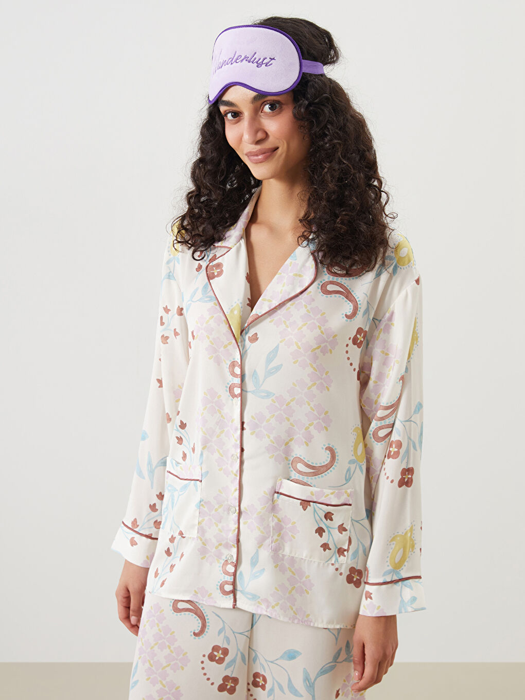 Shirt Collar Patterned Women's Pyjama Set -S5Q688Z8-LRA