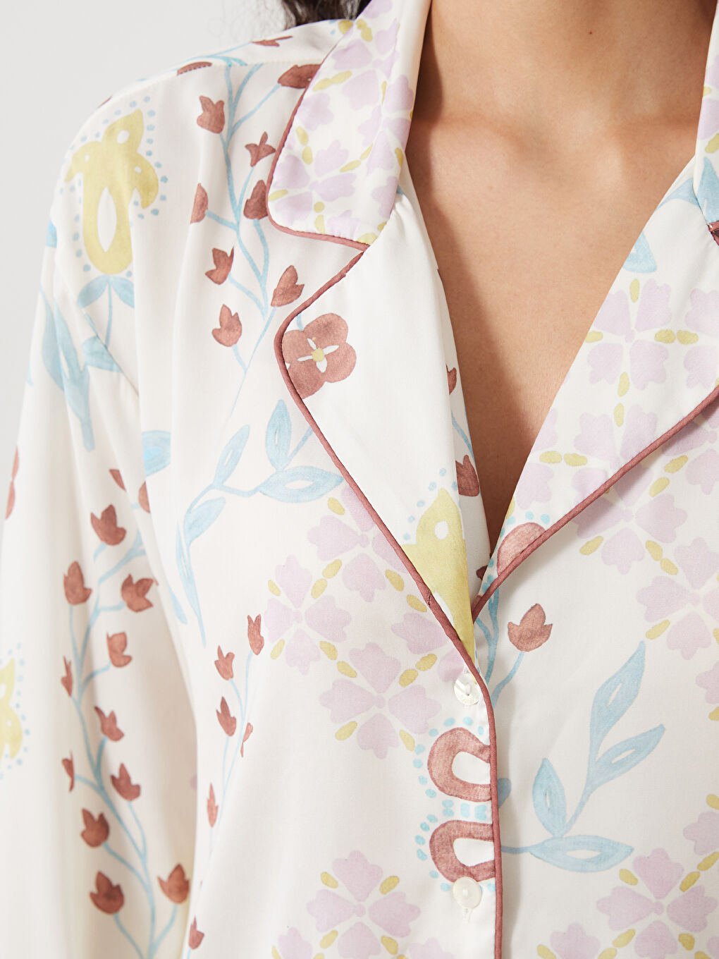 Shirt Collar Patterned Women's Pyjama Set -S5Q688Z8-LRA