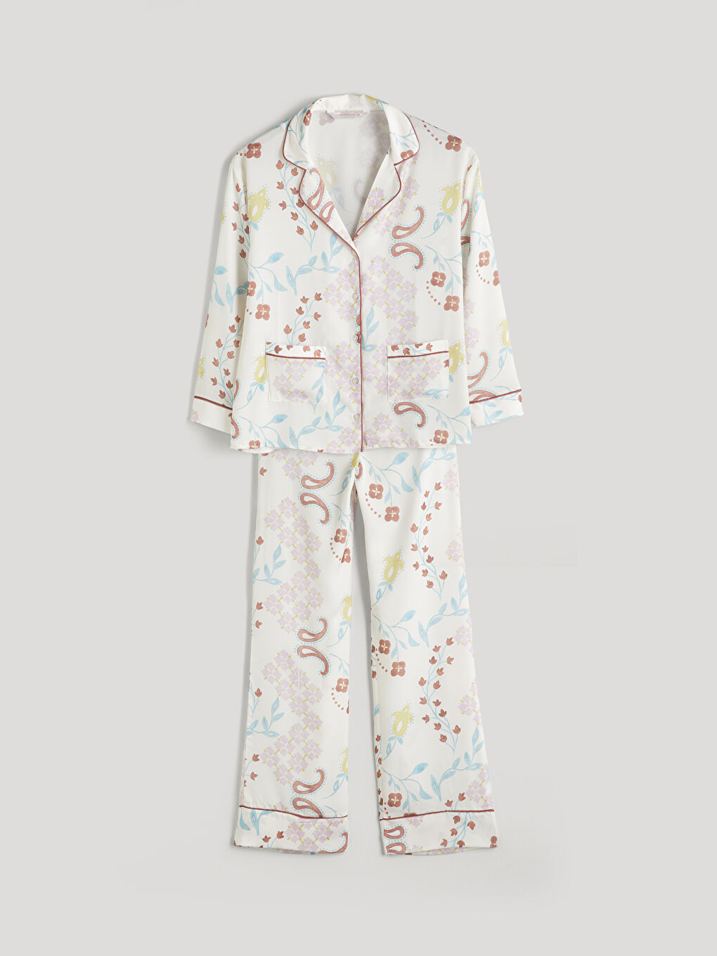 Shirt Collar Patterned Women's Pyjama Set -S5Q688Z8-LRA