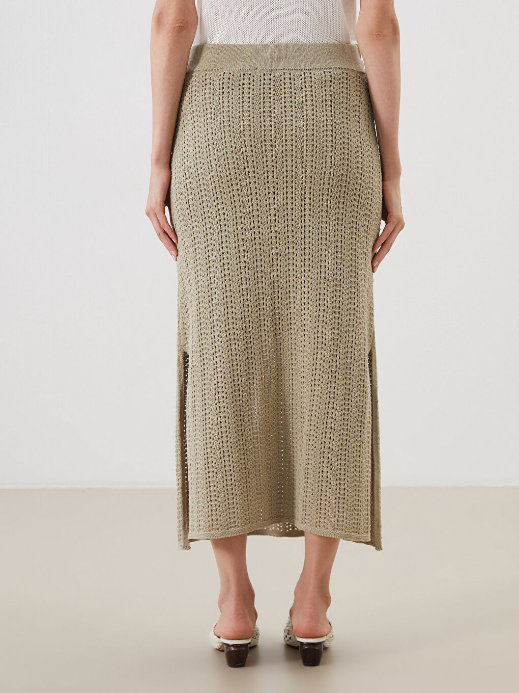 Elastic Waist Hole-Knitted Tricot Skirt -S5Q689Z8-19R