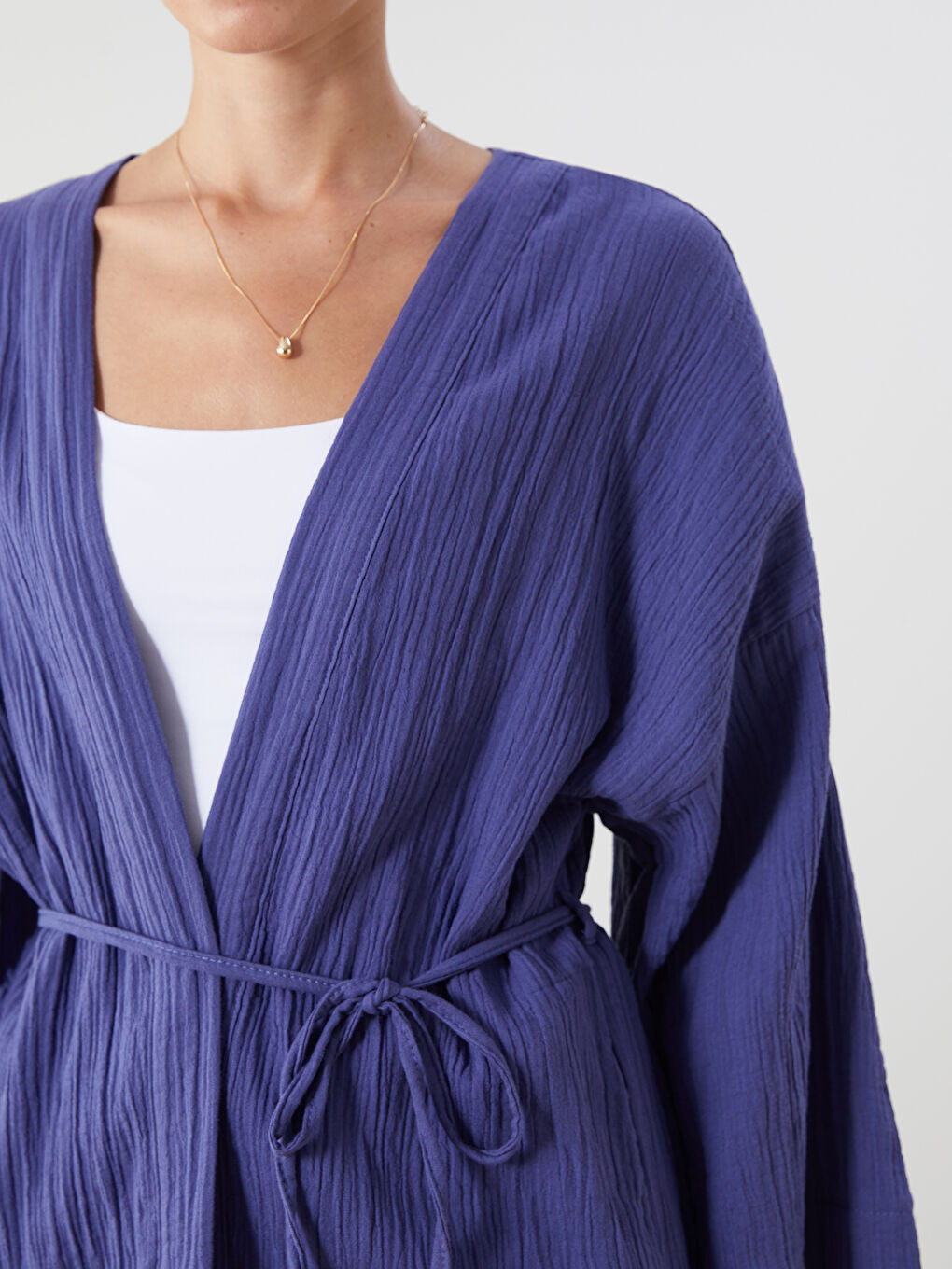 LCWAIKIKI Classic Shawl Collar Oversize Textured Women's Kimono -S5Q697Z8-EX7
