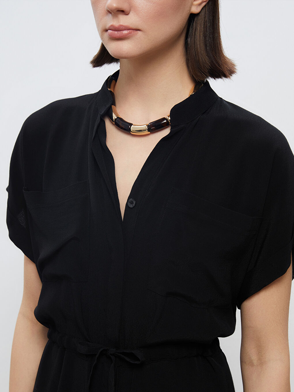 Siyah Kaçık Yaka Tulum-2