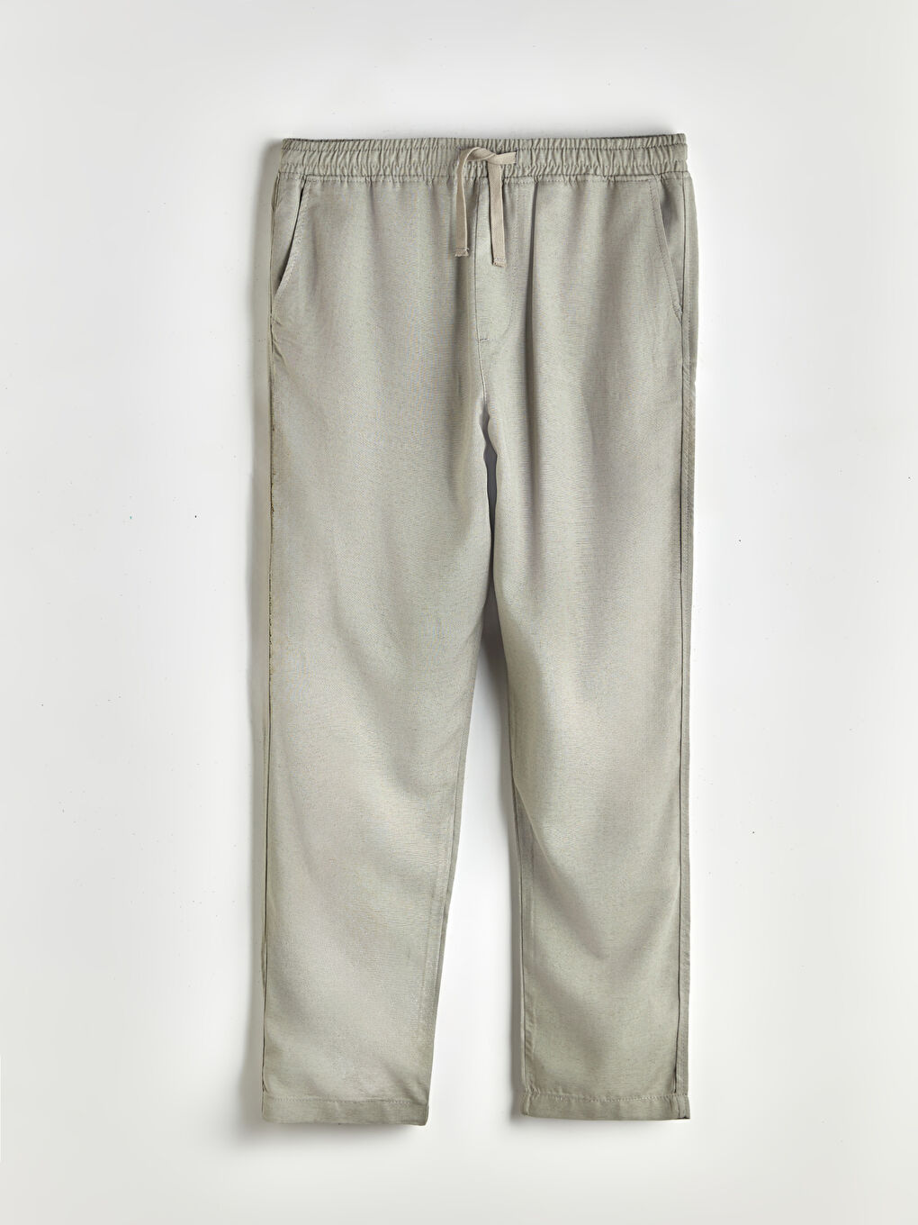 Yeşil Rahat Kalıp Keten Karışımlı Erkek Pantolon-4