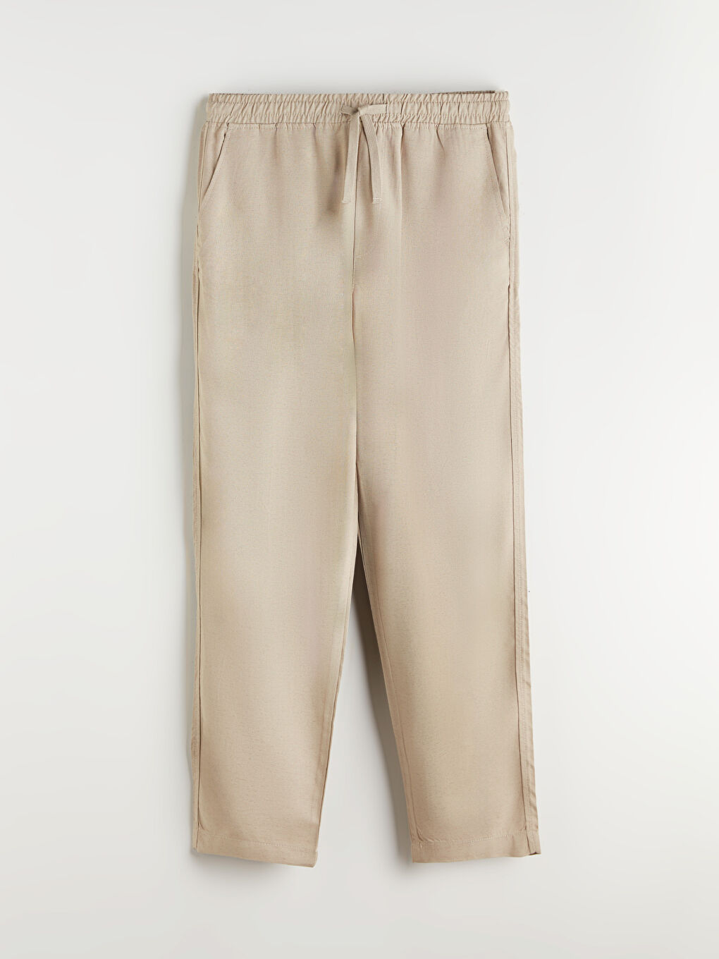 Haki Rahat Kalıp Keten Karışımlı Erkek Pantolon-4