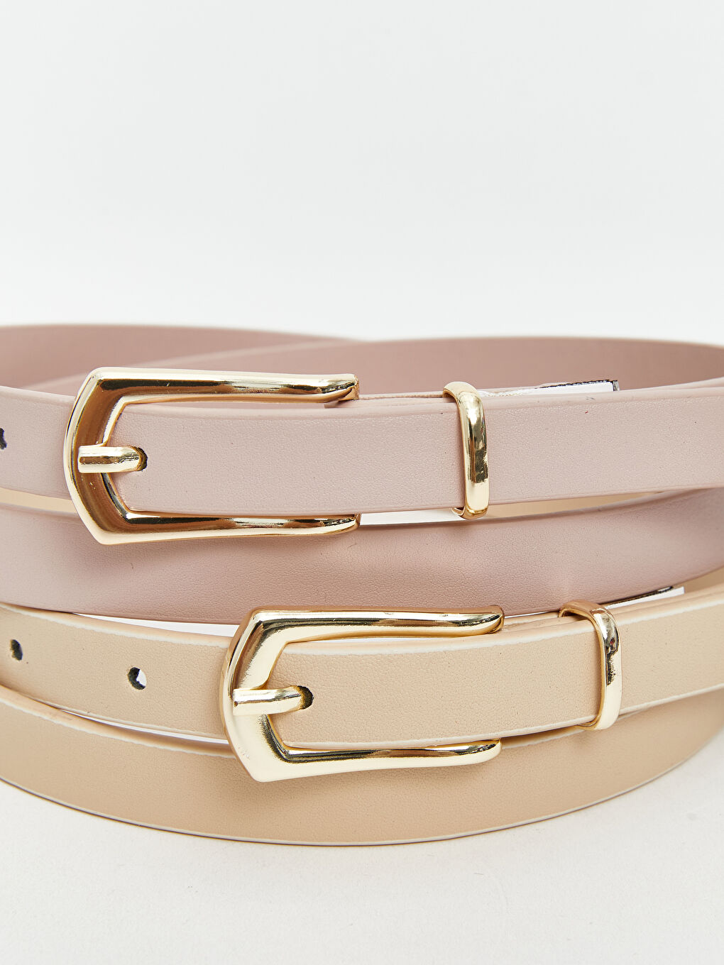 Pembe Deri Görünümlü Kadın Kemer 2'li-3