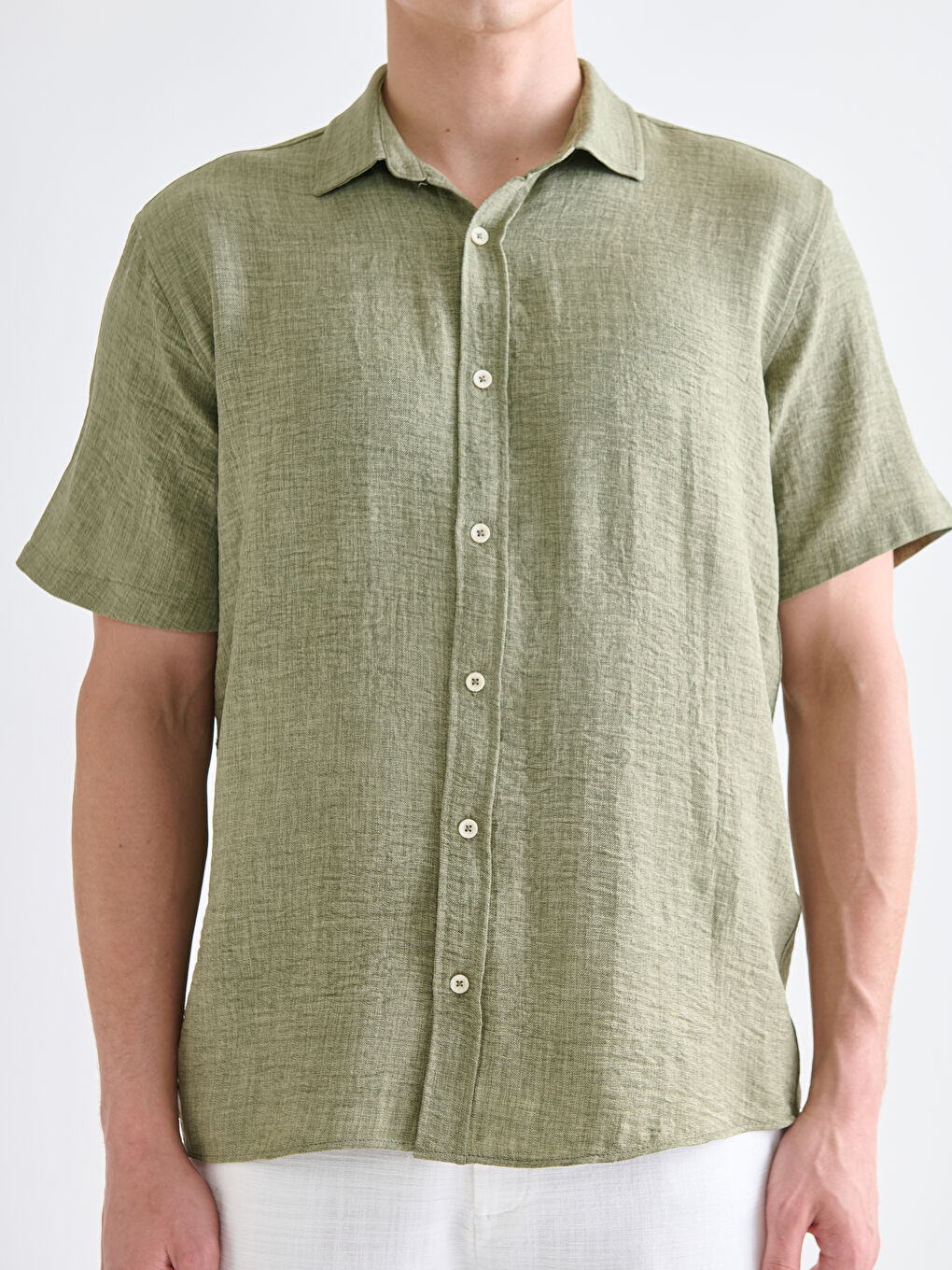Yeşil Regular Fit Kısa Kollu Erkek Gömlek-2