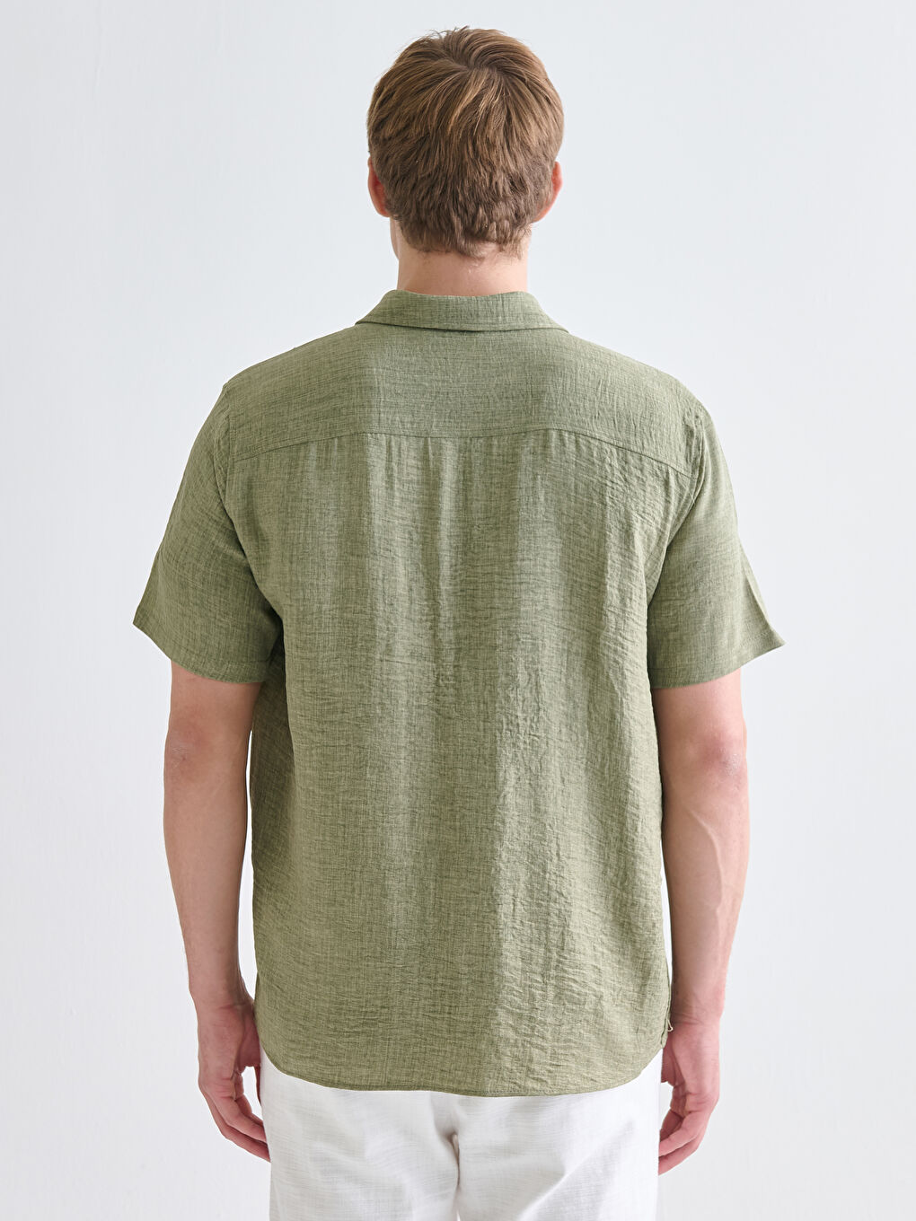 Yeşil Regular Fit Kısa Kollu Erkek Gömlek-3