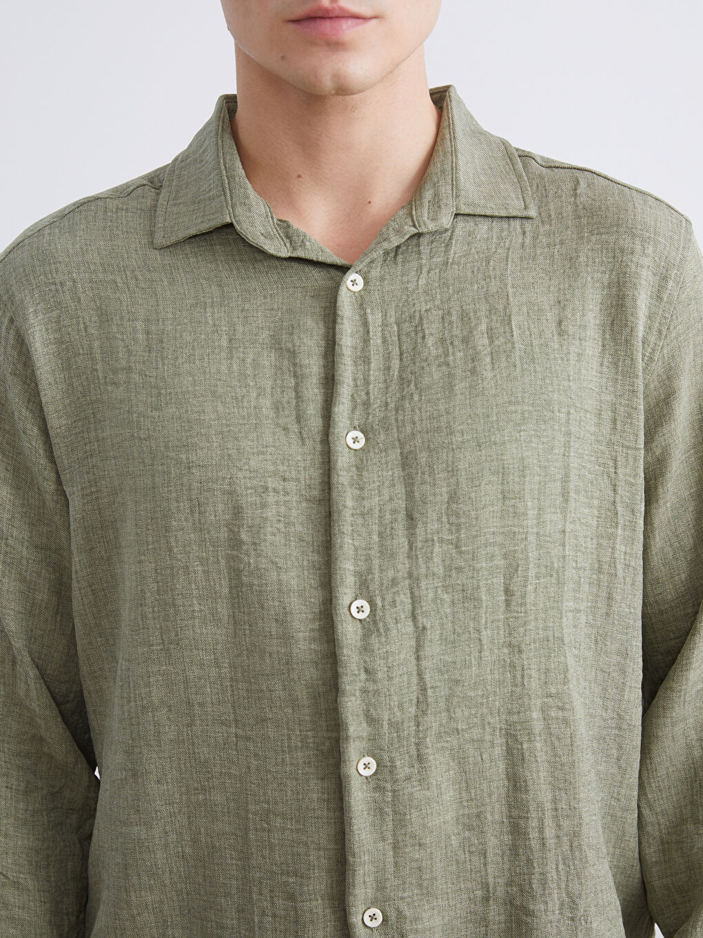 Yeşil Regular Fit Uzun Kollu Erkek Gömlek-2