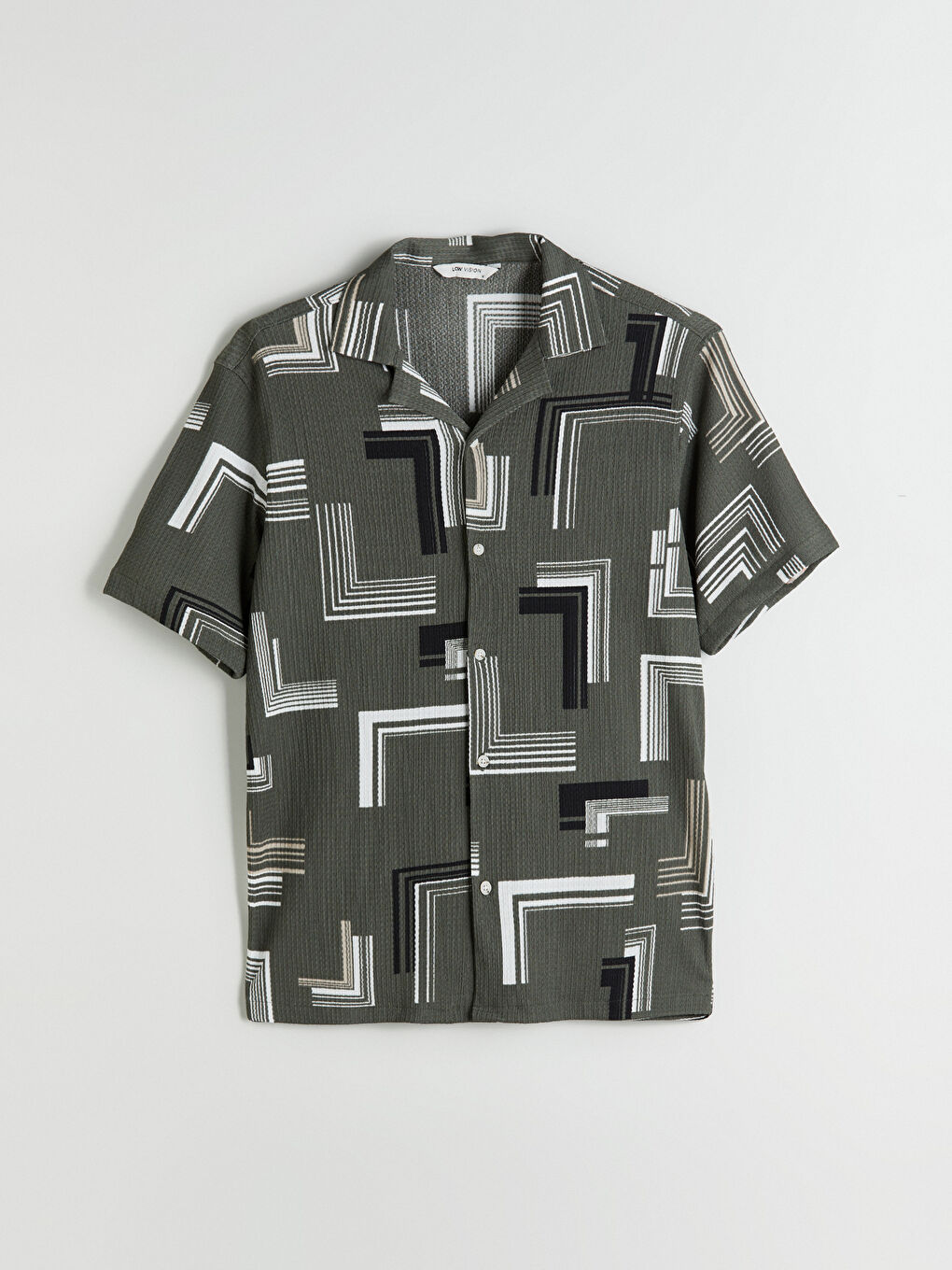 Yeşil Regular Fit Kısa Kollu Desenli Viskon Erkek Gömlek-4