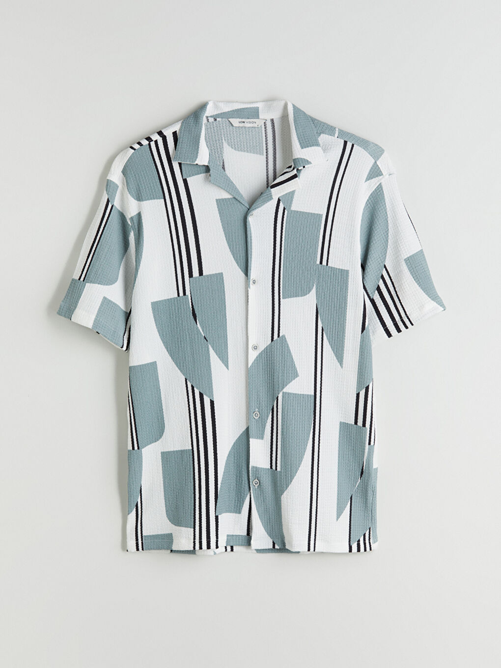 Yeşil Regular Fit Kısa Kollu Desenli Viskon Erkek Gömlek