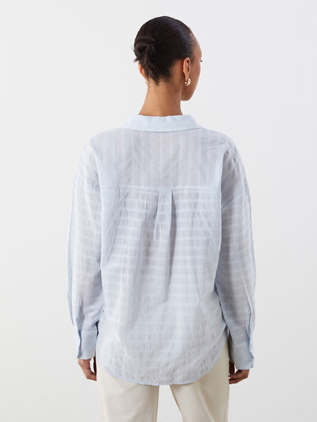LCW Vision Striped Oversize Women's Shirt -S5Q757Z8-DLZ
