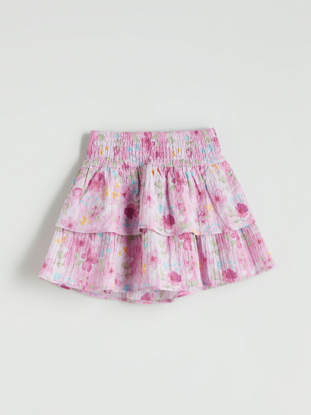 Mor Beli Gipeli Kız Çocuk Çiçek Desenli Etek