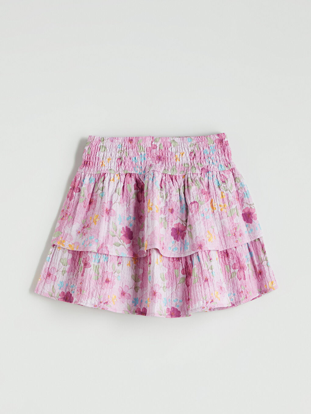 Mor Beli Gipeli Kız Çocuk Çiçek Desenli Etek-1