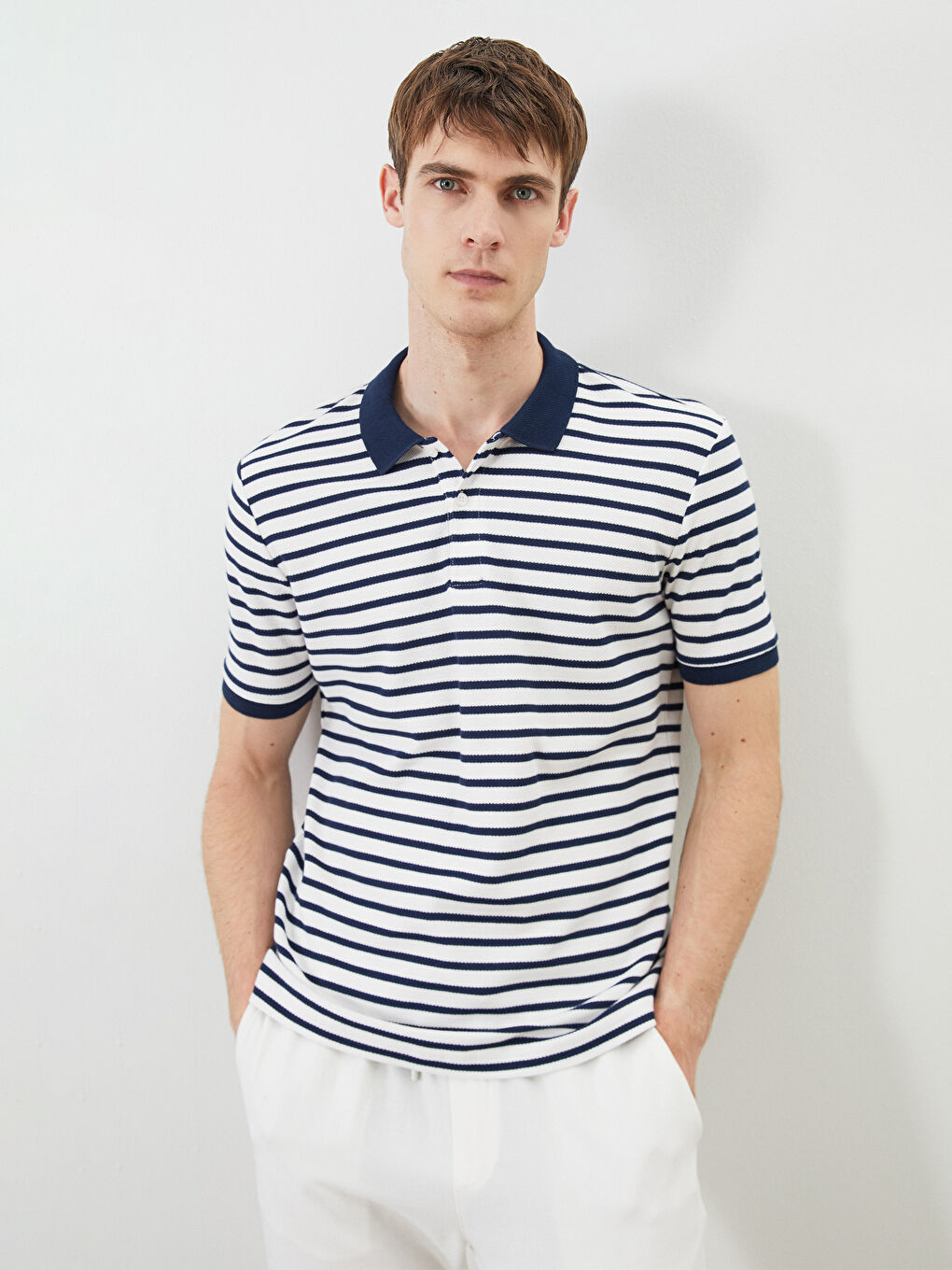SOUTHBLUE Polo Neck Striped Pique Men's T-Shirt -S5Q764Z8-R9J