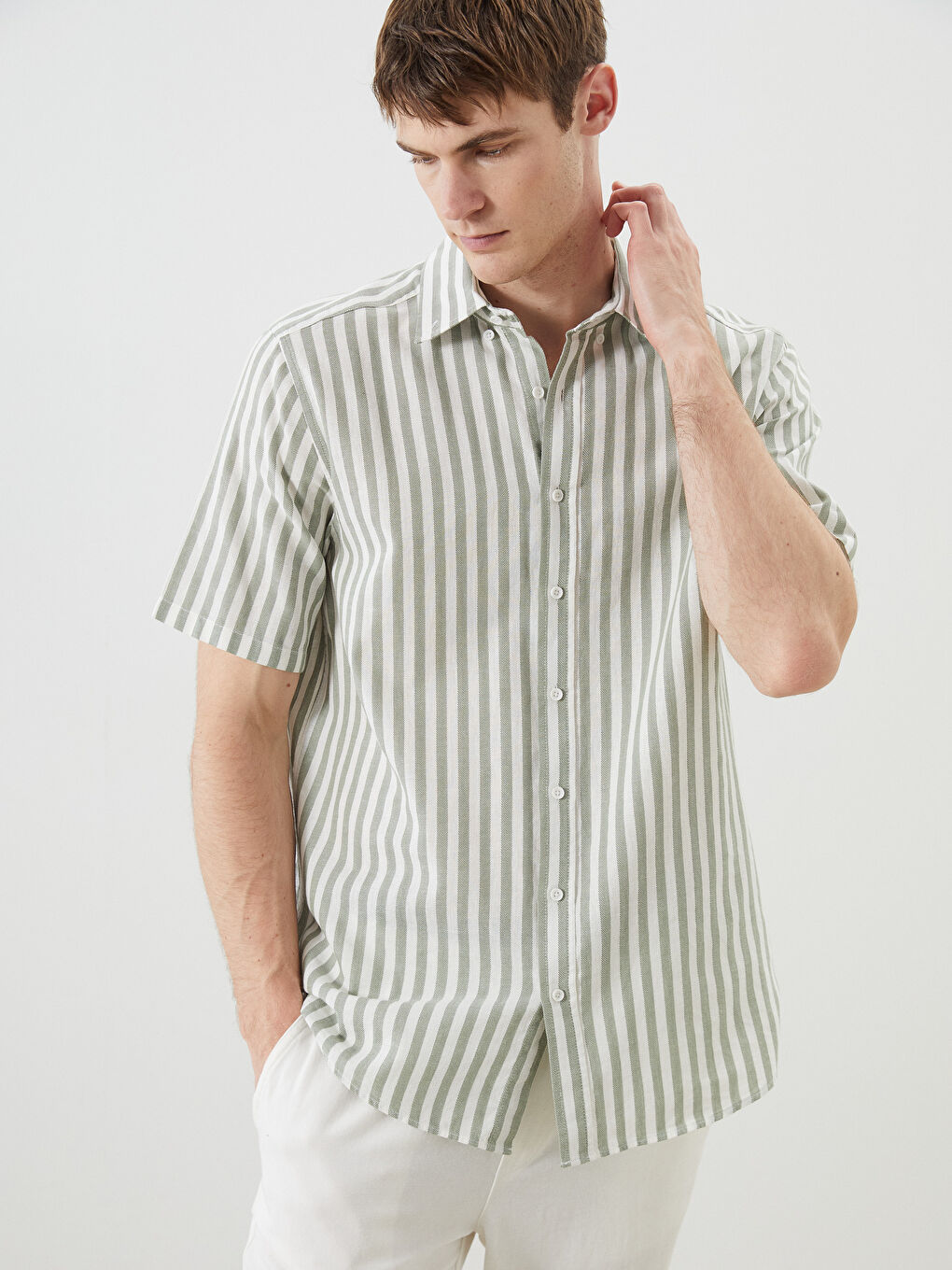 SOUTHBLUE Regular Fit Short Sleeve Striped Men's Shirt -S5Q775Z8-LRR
