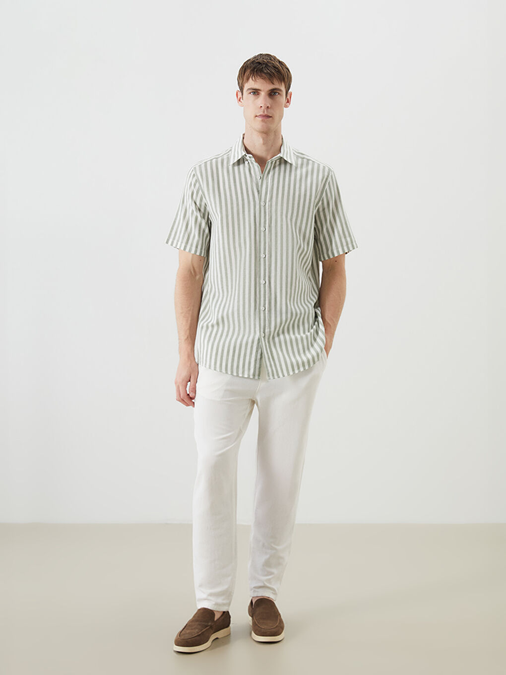 SOUTHBLUE Regular Fit Short Sleeve Striped Men's Shirt -S5Q775Z8-LRR