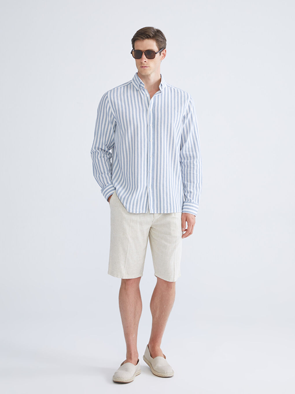 LC WAIKIKI Regular Fit Long Sleeve Striped Men's Shirt -S5Q776Z8-LEN
