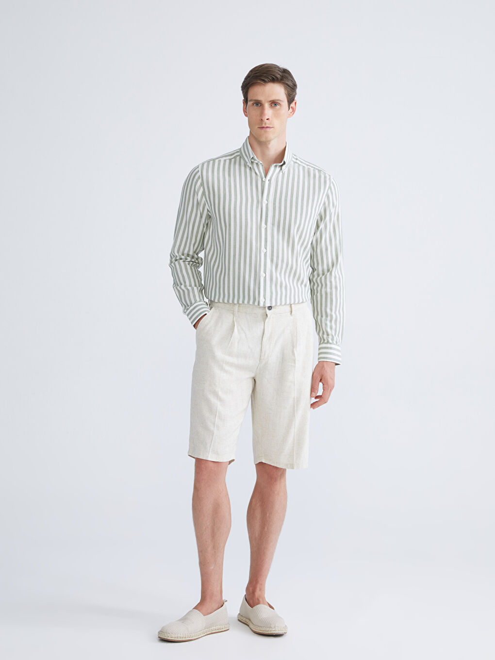 LC WAIKIKI Regular Fit Long Sleeve Striped Men's Shirt -S5Q776Z8-LFT