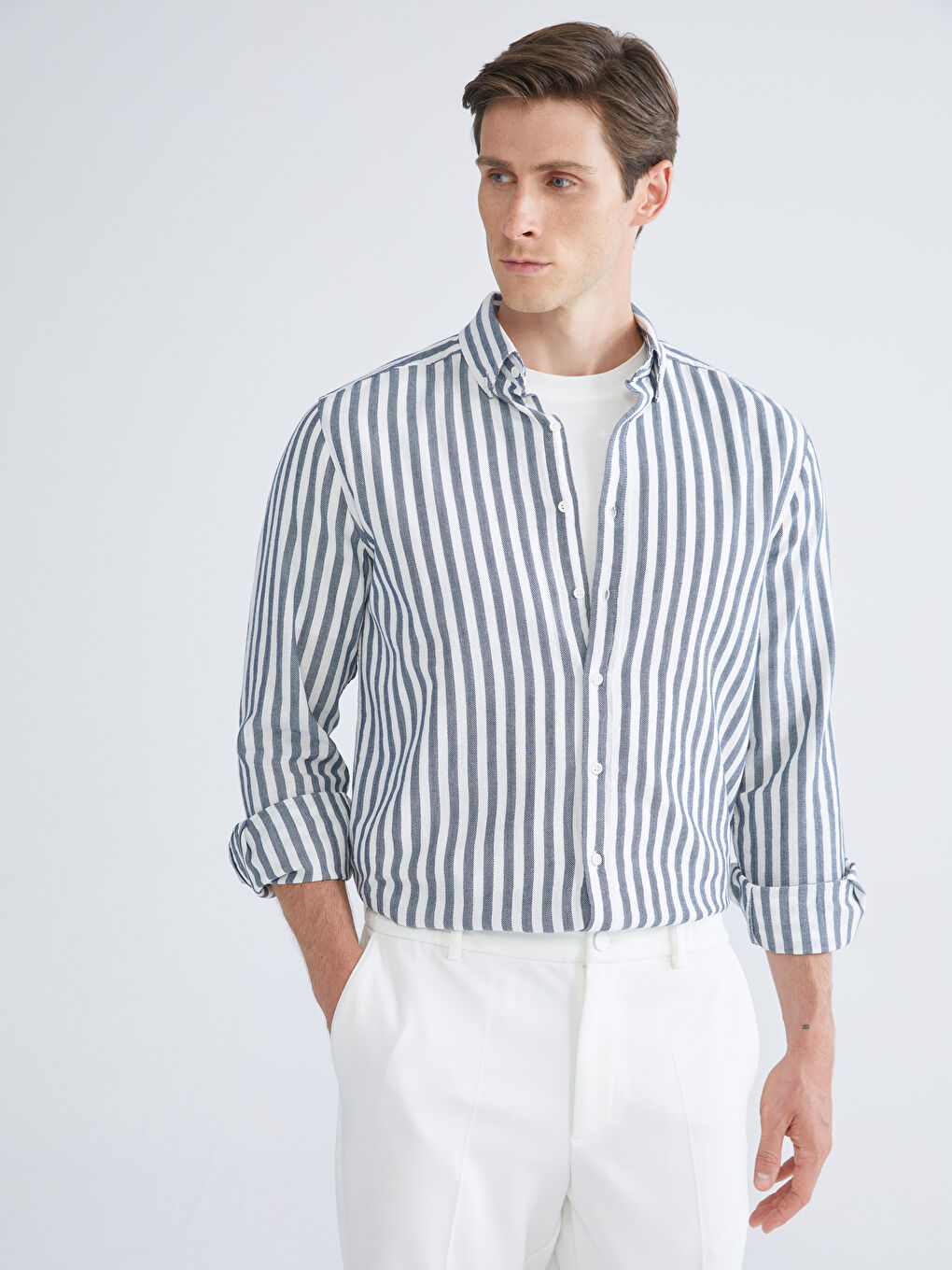 LC WAIKIKI Regular Fit Long Sleeve Striped Men's Shirt -S5Q776Z8-LGB