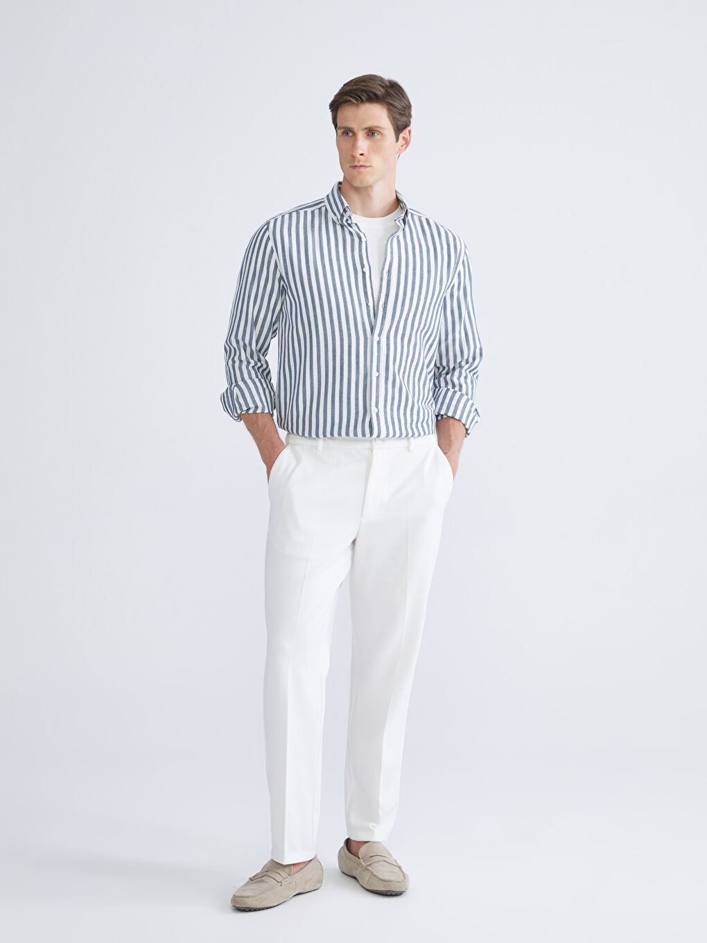 LC WAIKIKI Regular Fit Long Sleeve Striped Men's Shirt -S5Q776Z8-LGB