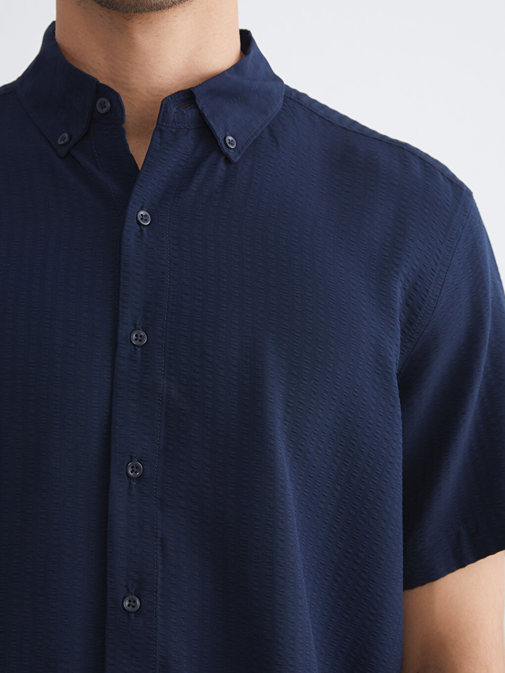 Lacivert Regular Fit Kısa Kollu Erkek Gömlek-2