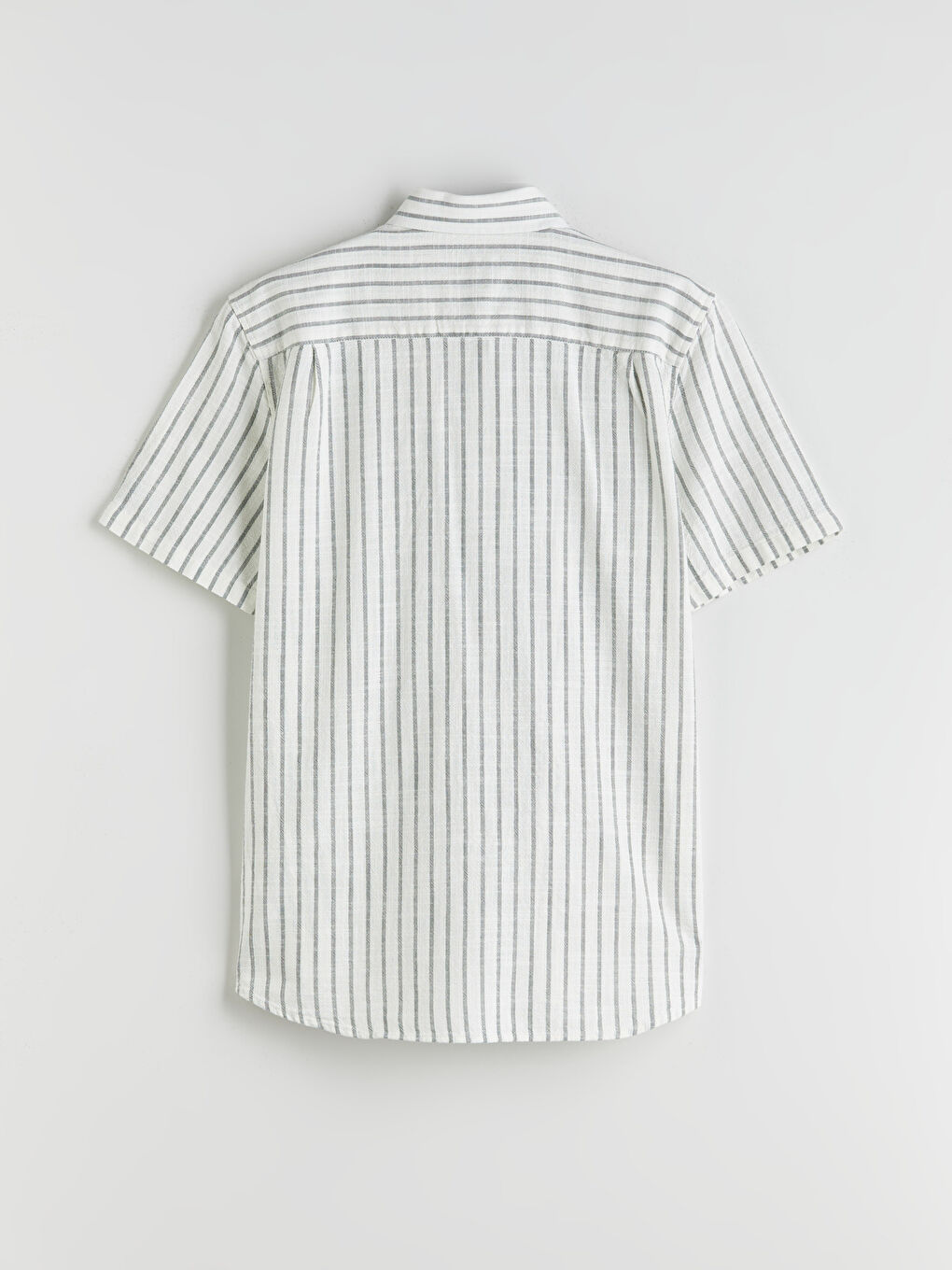 Haki Regular Fit Kısa Kollu Çizgili Erkek Gömlek-5