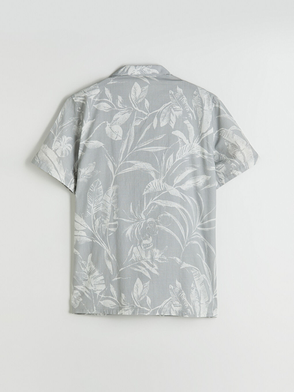 Yeşil Regular Fit Resort Yaka Kısa Kollu Desenli Poplin Erkek Gömlek-5