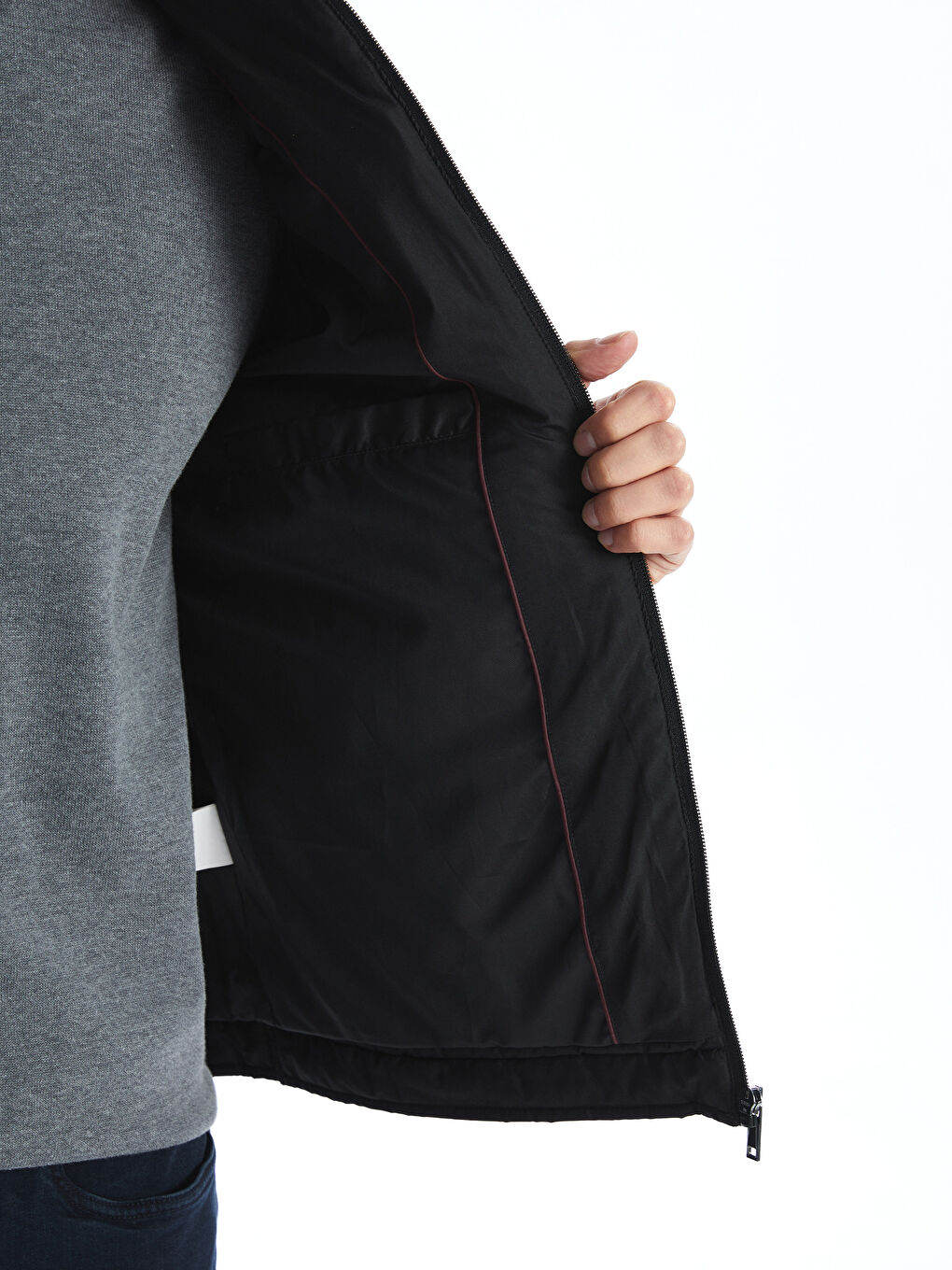 Редовен фит байкър яка шушляково палто за мъже-7