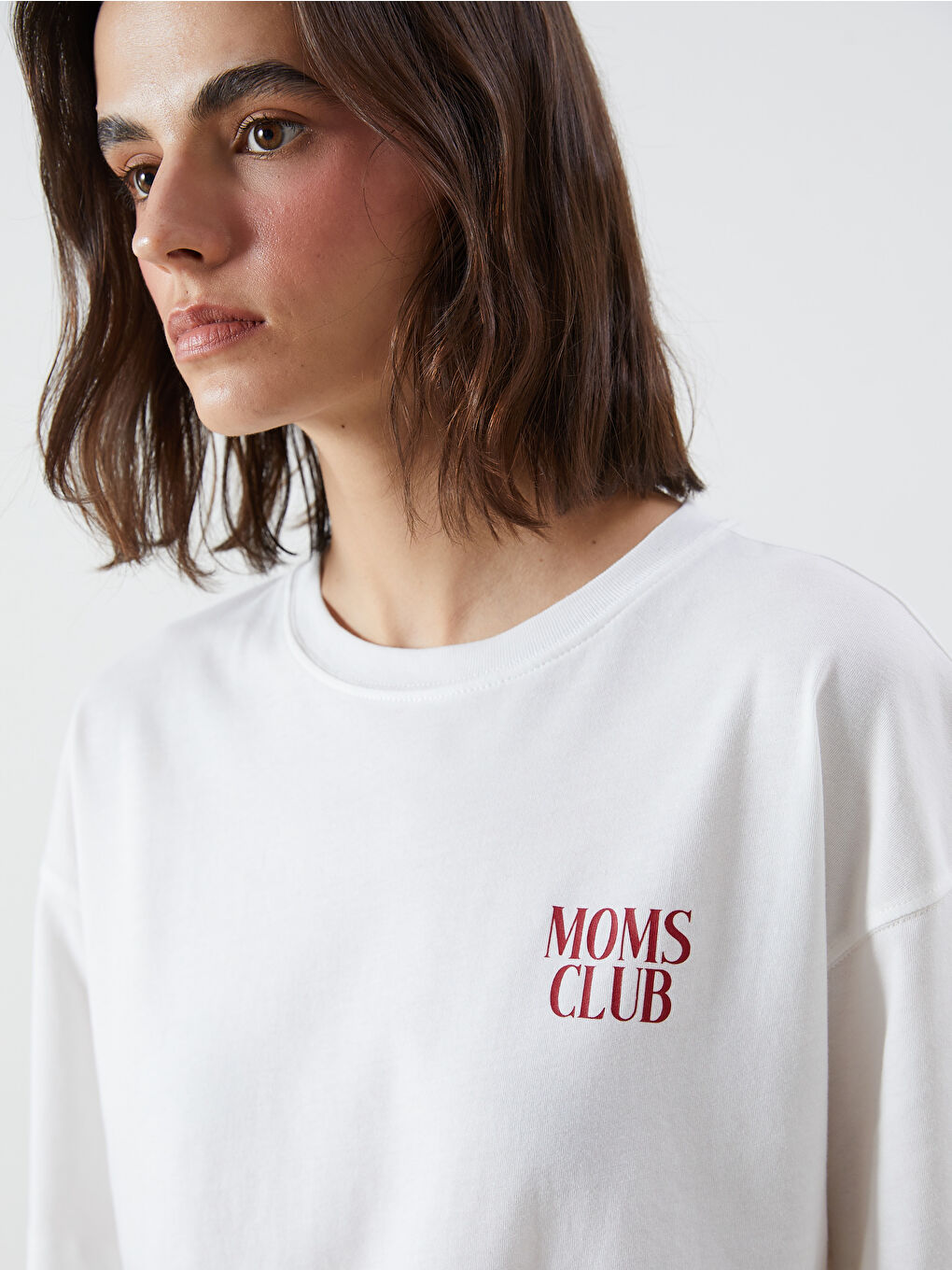 LCW Vision Crew Neck Printed Oversize Women's T-Shirt -S5Q804Z8-R9J