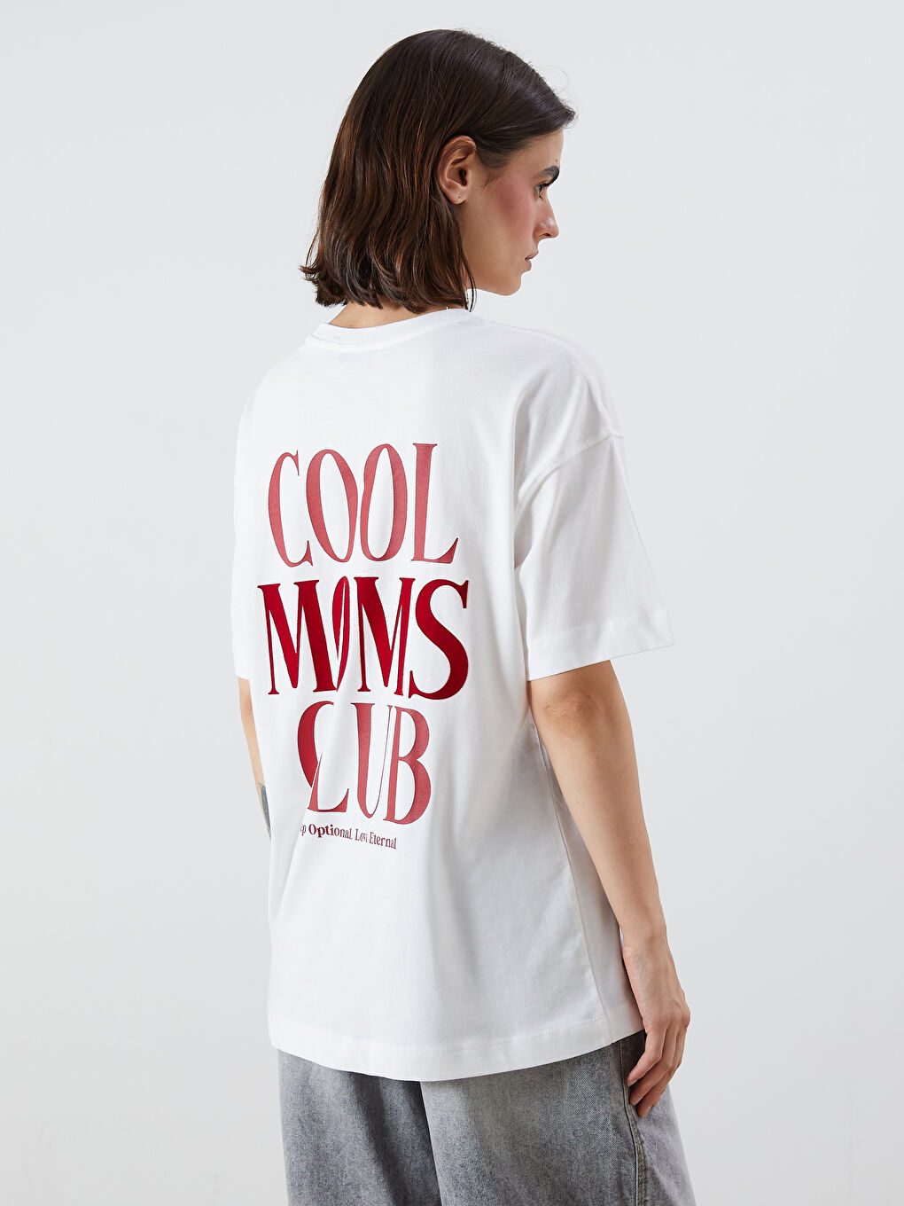 LCW Vision Crew Neck Printed Oversize Women's T-Shirt -S5Q804Z8-R9J
