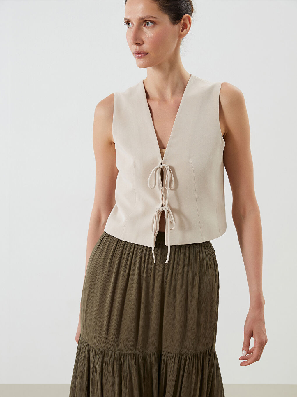 LCWAIKIKI Classic Woman BEIGE Suit Waistcoat -S5Q835Z8-FFG