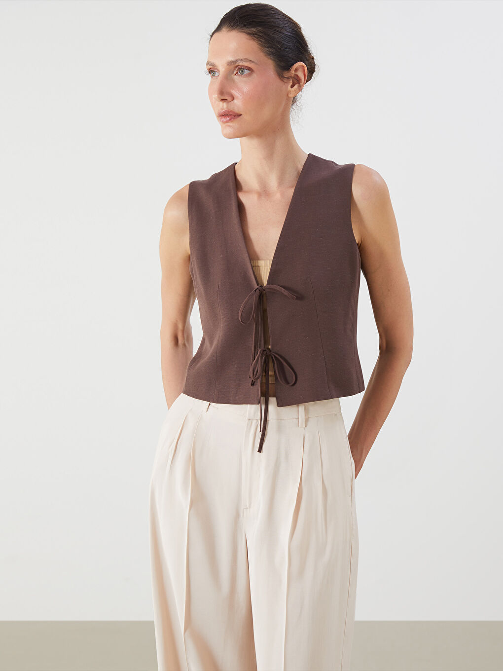 LCWAIKIKI Classic Woman BROWN Suit Waistcoat -S5Q835Z8-HSK