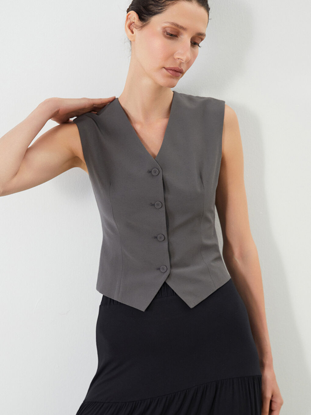 LCWAIKIKI Classic V Neck Women's Classic Waistcoat -S5Q842Z8-CWL