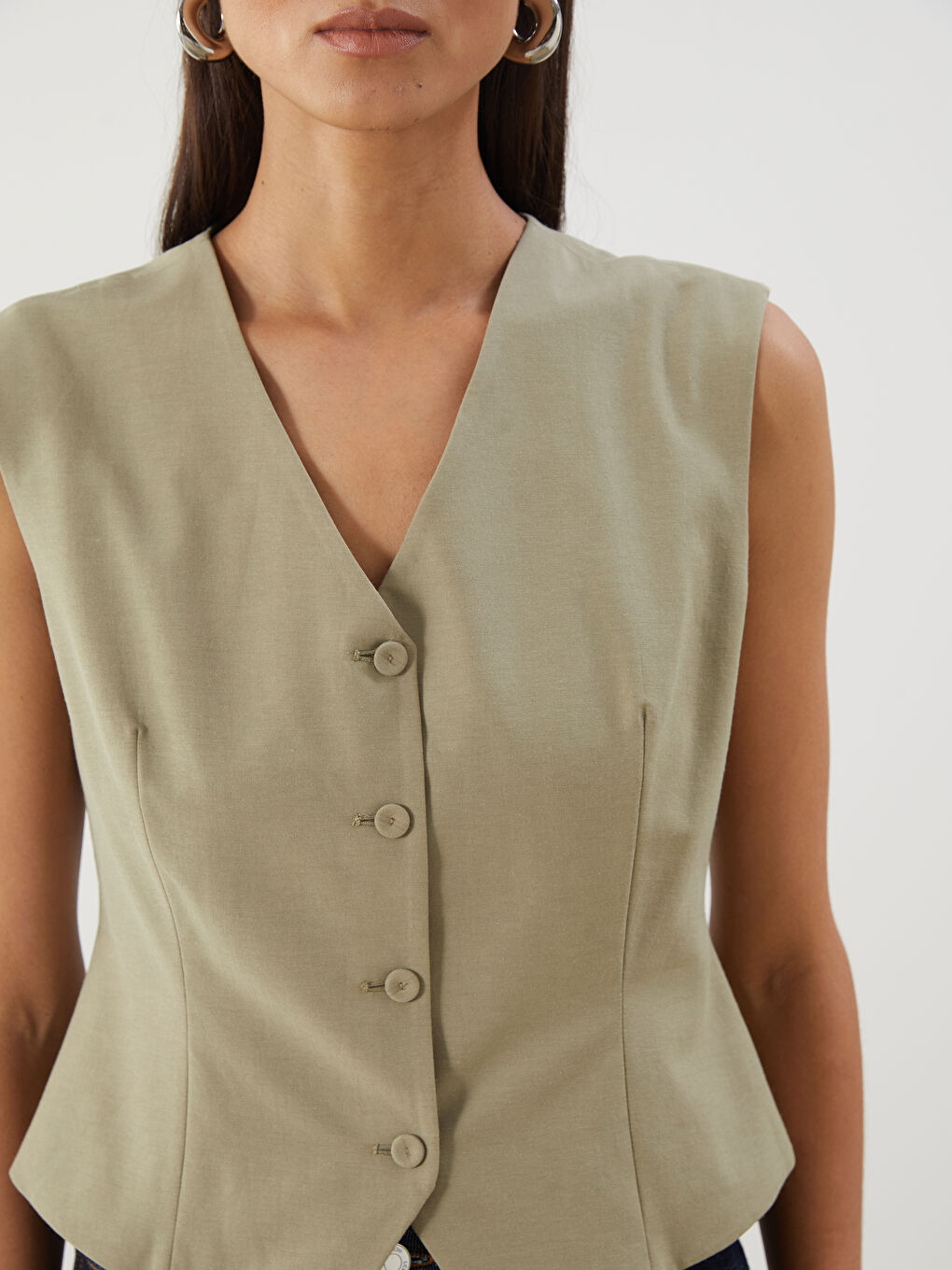 LCWAIKIKI Classic V Neck Women's Classic Waistcoat -S5Q842Z8-L0Y