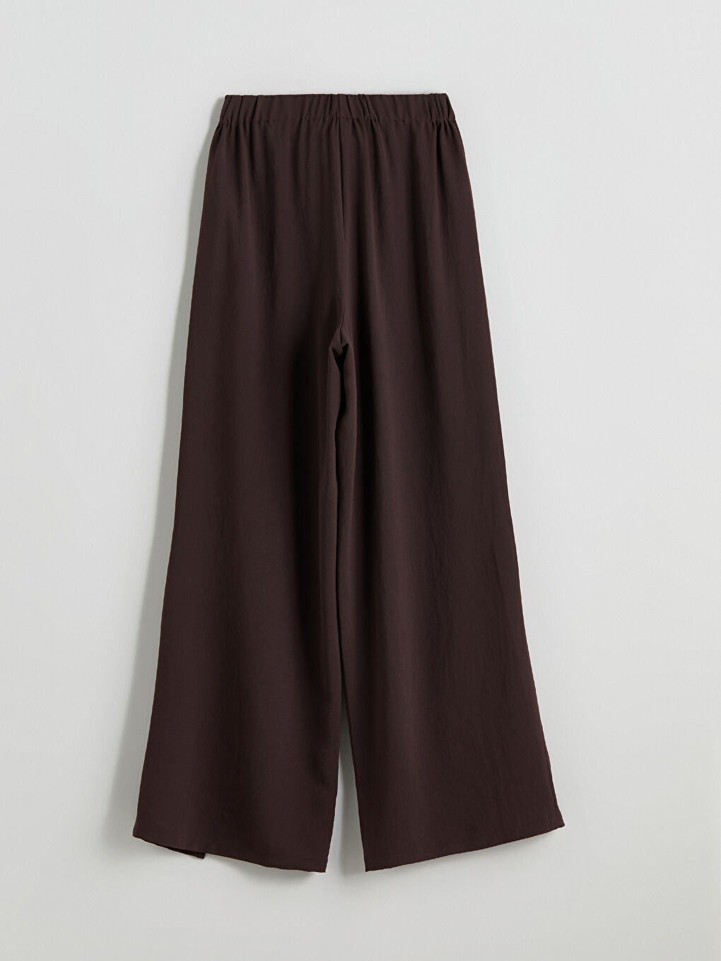 Kahverengi Beli Lastikli Geniş Paça Kadın Pantolon-5