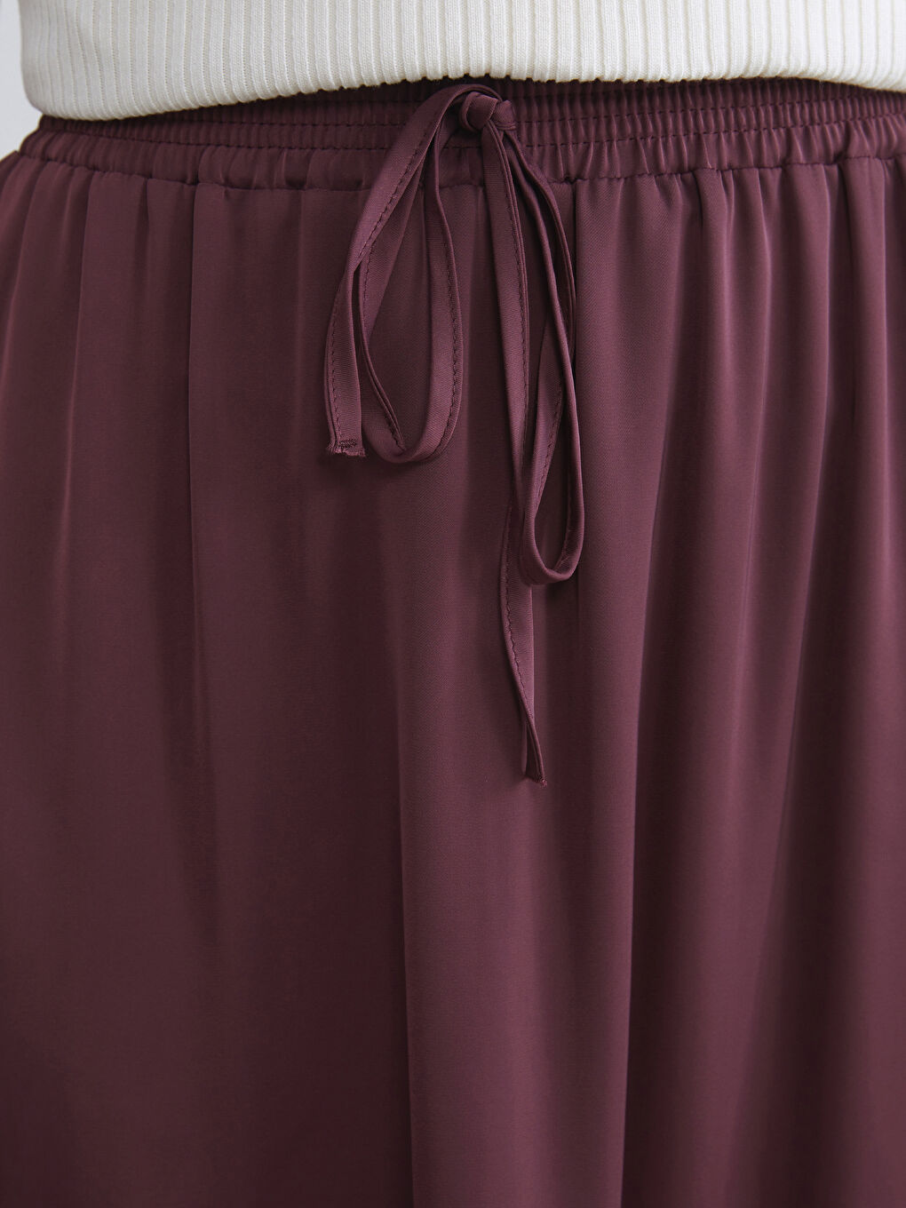 Bordo Beli Lastikli Kloş Etek-2