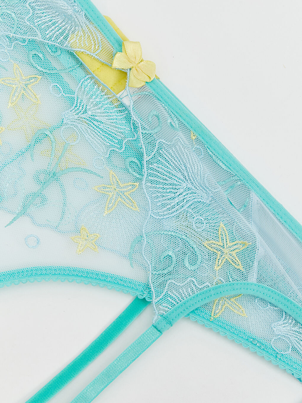 Turkuaz Dantelli Tanga Külot ve Jartiyer Kemeri-5