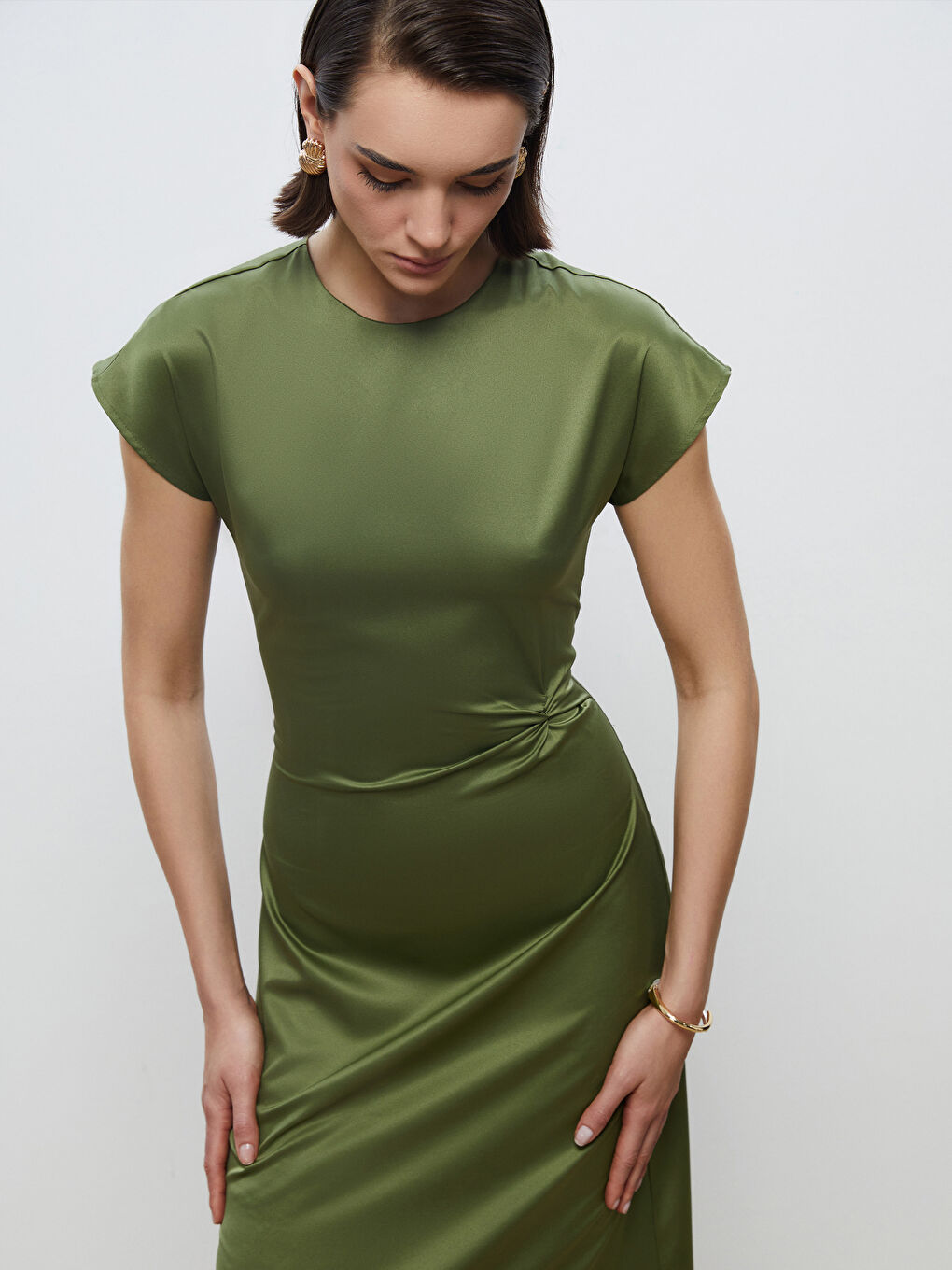 Crew Neck Satin Dress -S5Q882Z8-CS5