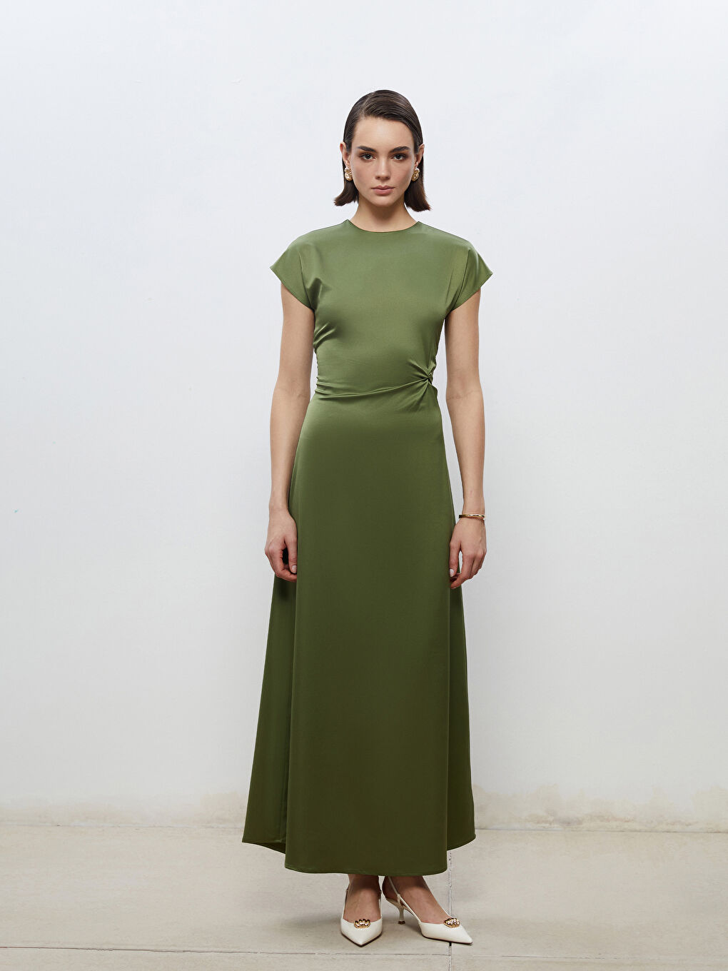 Crew Neck Satin Dress -S5Q882Z8-CS5