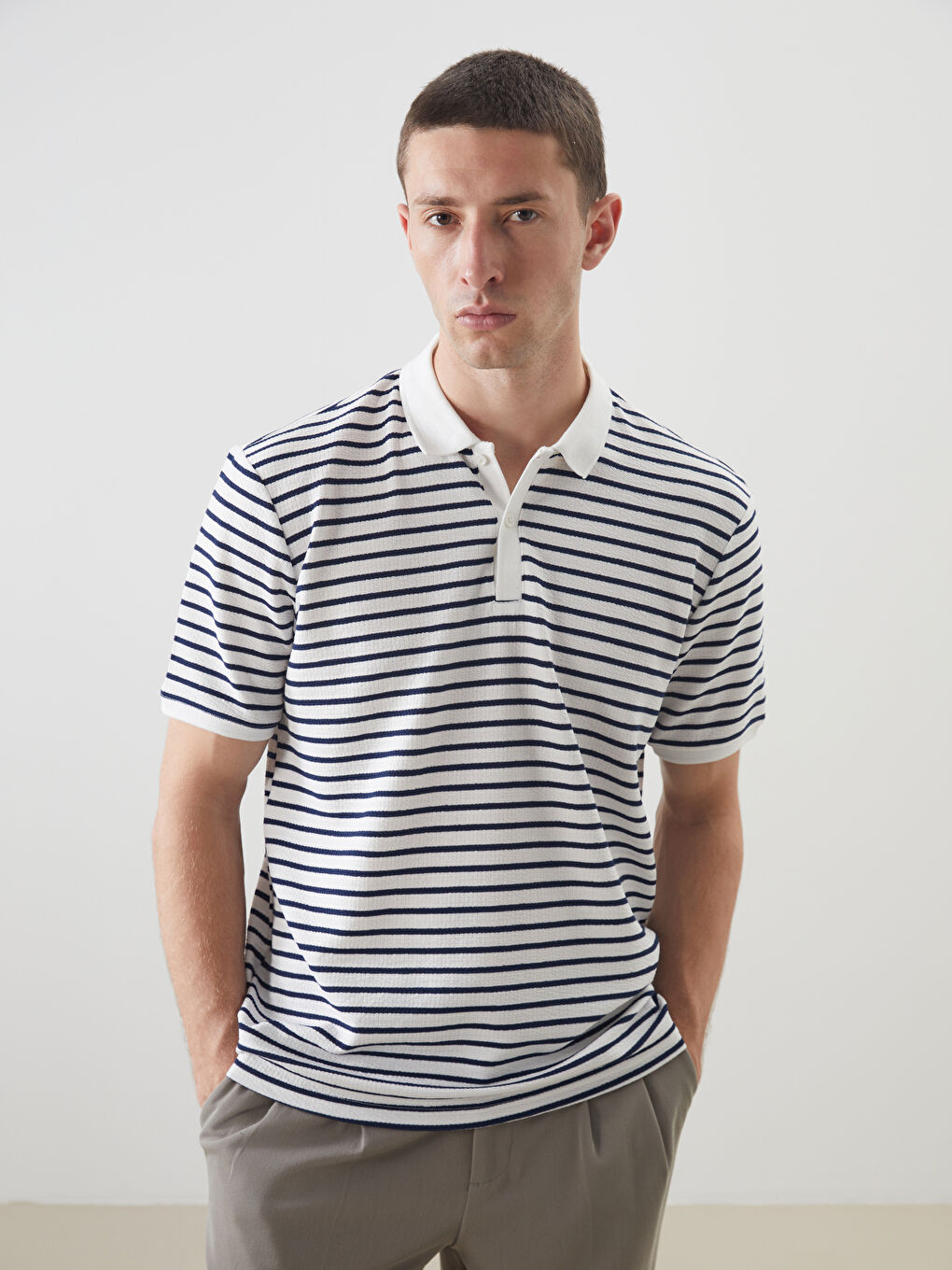 Polo Neck Striped Men's T-Shirt -S5Q900Z8-LHD