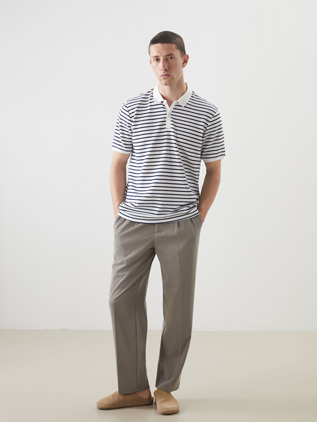 Polo Neck Striped Men's T-Shirt -S5Q900Z8-LHD