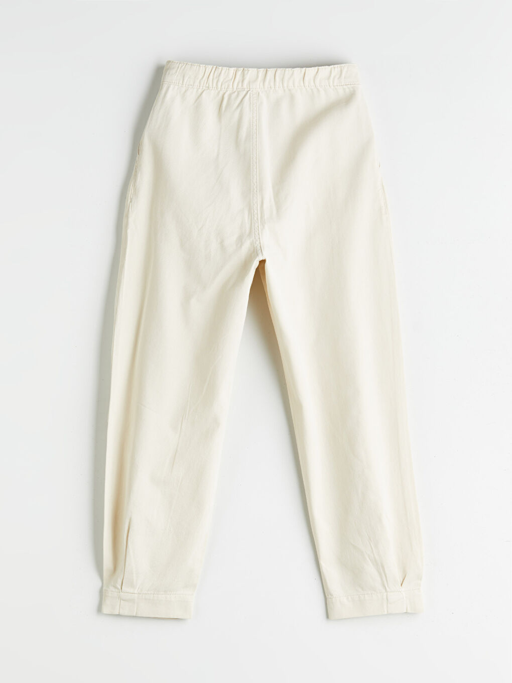 Bej Beli Lastikli Carrot Fit Kadın Jean Pantolon-5