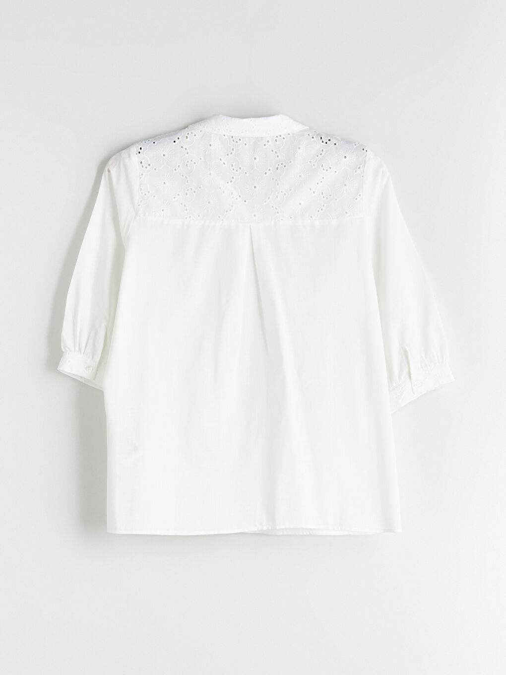 Ekru Ajurlu Brode Detaylı Kadın Gömlek-5