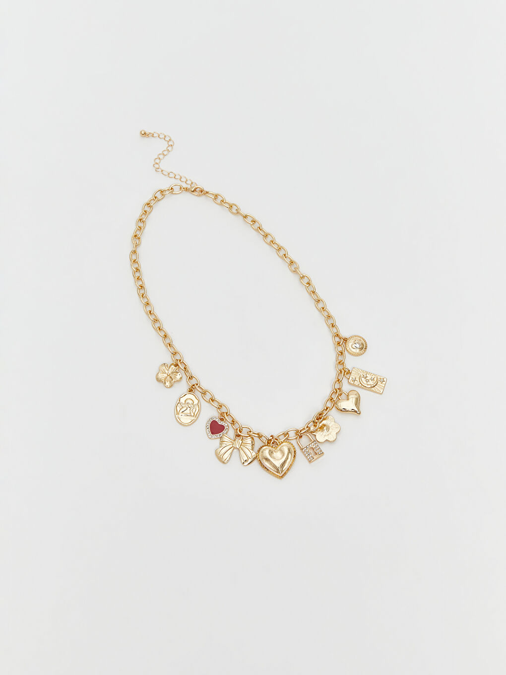 Sarı Gold Detaylı Charmlı Kadın Kolye