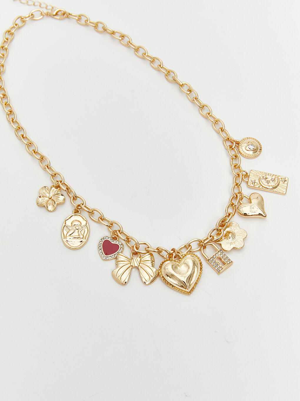 Sarı Gold Detaylı Charmlı Kadın Kolye-1