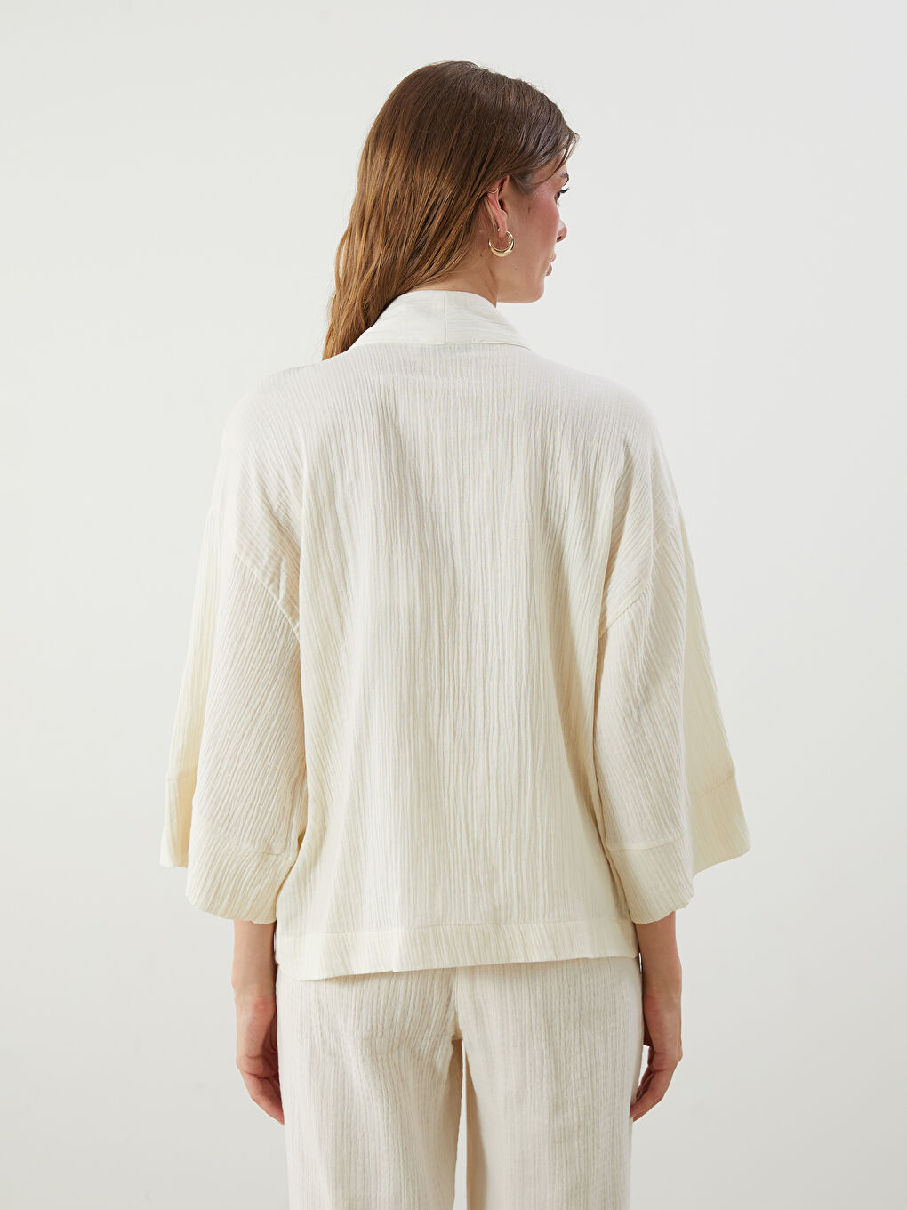 LCW Vision Shawl Collar Textured Oversize Women's Kimono -S5Q956Z8-R9J