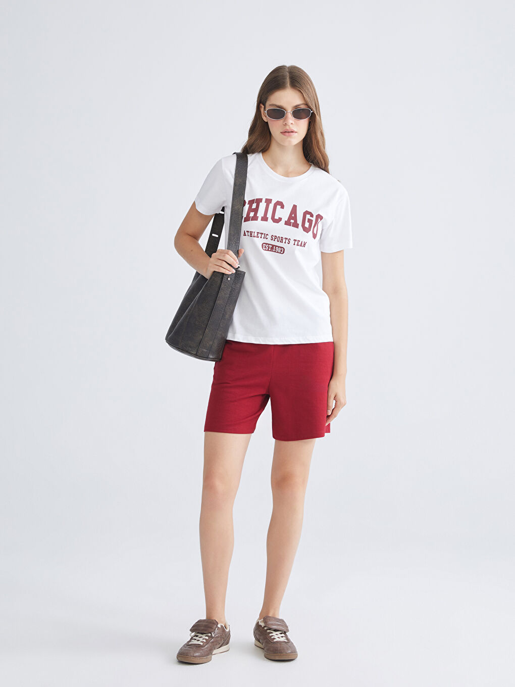 XSIDE Crew Neck Chicago Printed Women's T-Shirt -S5Q967Z8-Q6K