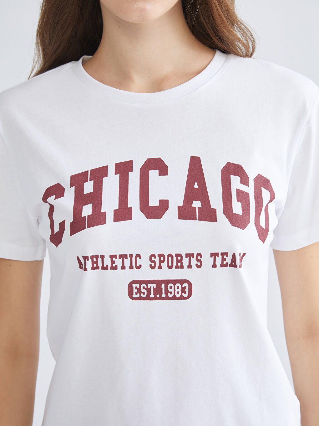 XSIDE Crew Neck Chicago Printed Women's T-Shirt -S5Q967Z8-Q6K