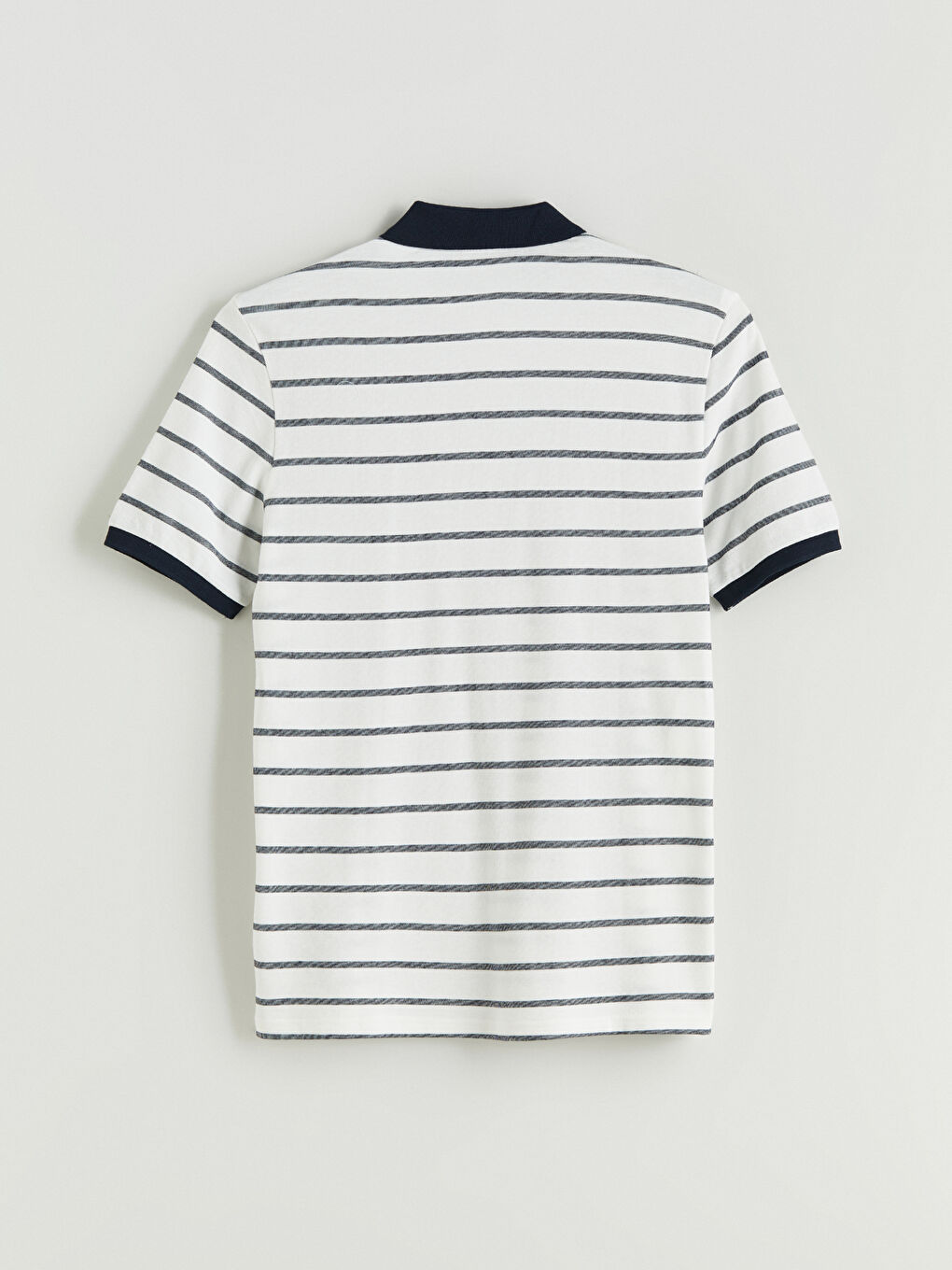 Ekru Polo Yaka Çizgili Penye Erkek Tişört-5