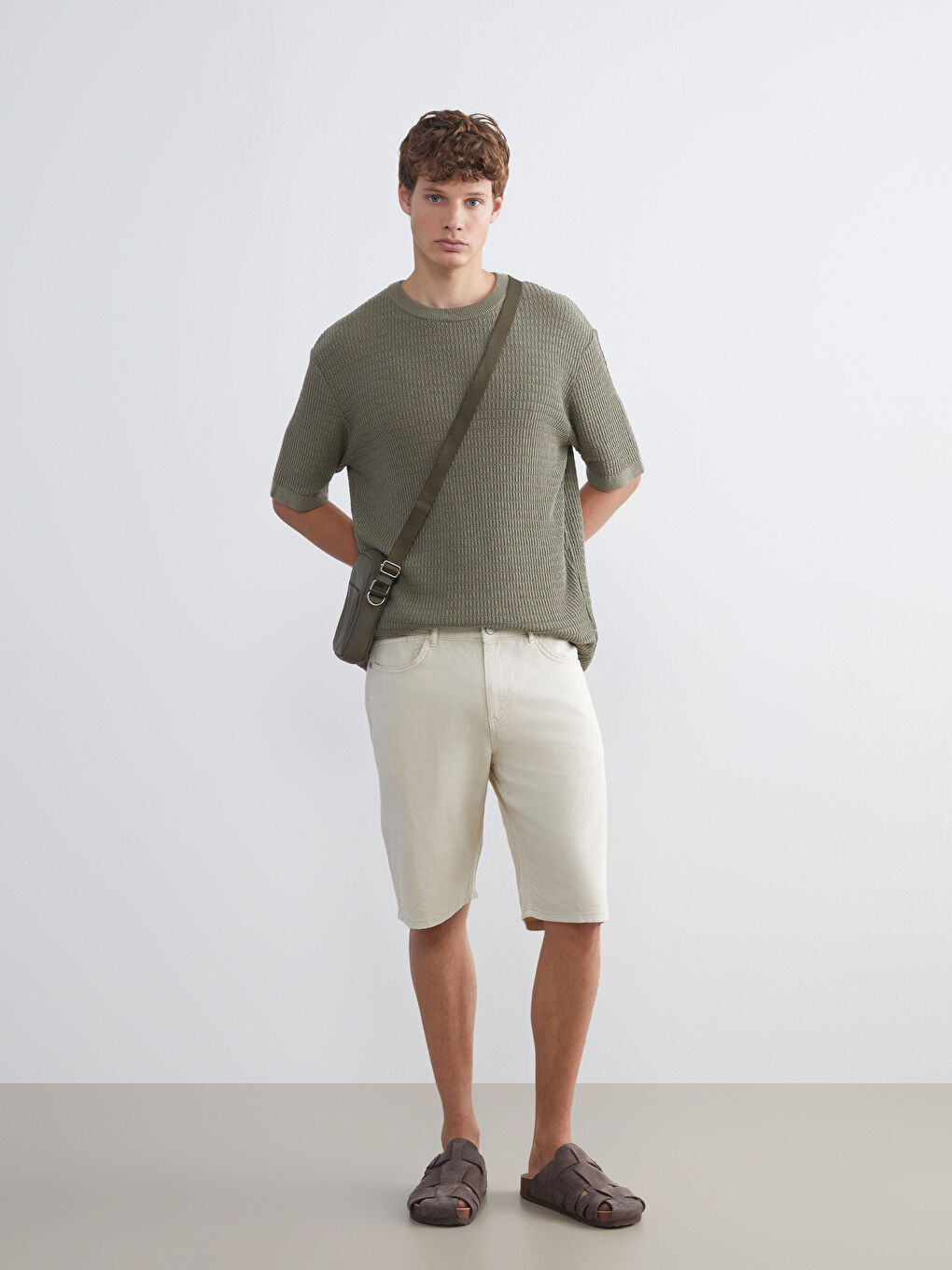 Yeşil Standart Kalıp Erkek Jean Şort